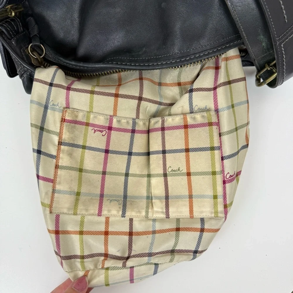 Coach Vintage Bleecker Tattersall Duffle Bucket Bag 11422 Black